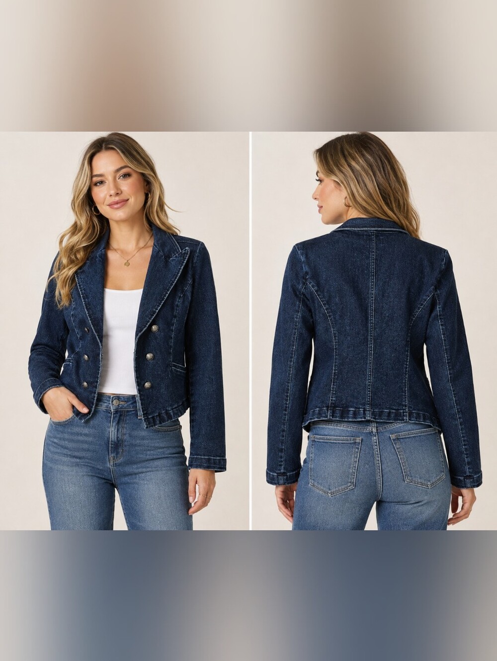 Sofia by Sofia Vergara  Dark Blue Denim Blazer Jacket